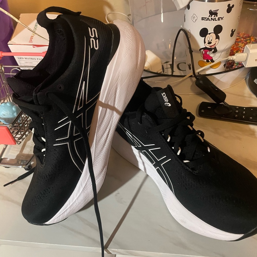Asics Black and White Running Shoes